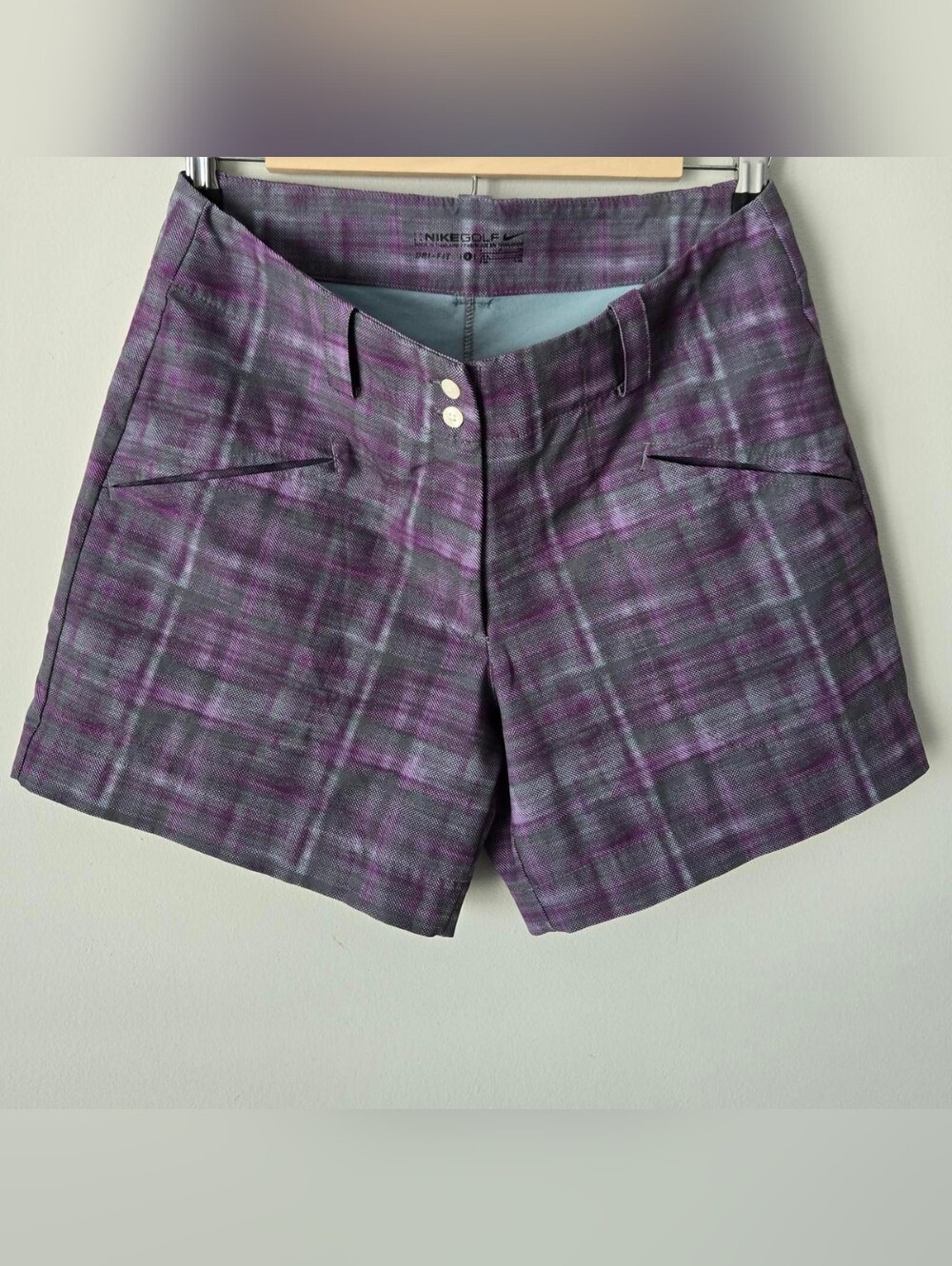 Nike Golf Dri-Fit Women's Purple & Gray Plaid Golf Shorts Size 4